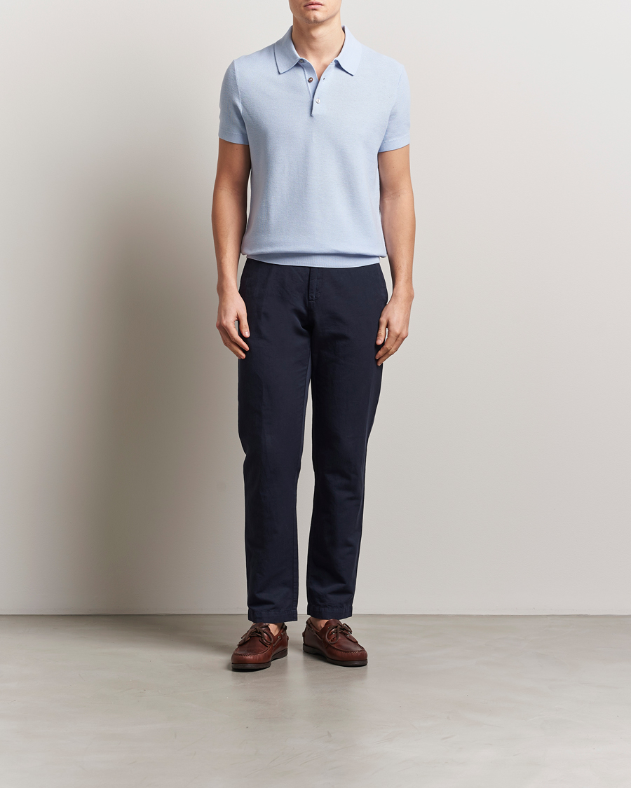 Homme | Polos | Morris | Walter Knitted Polo Light Blue