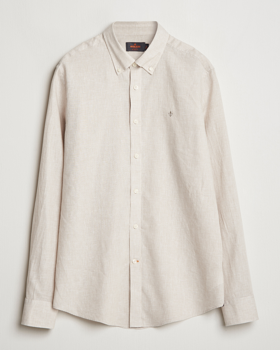 Homme | Chemises | Morris | Linen Checked Shirt Khaki