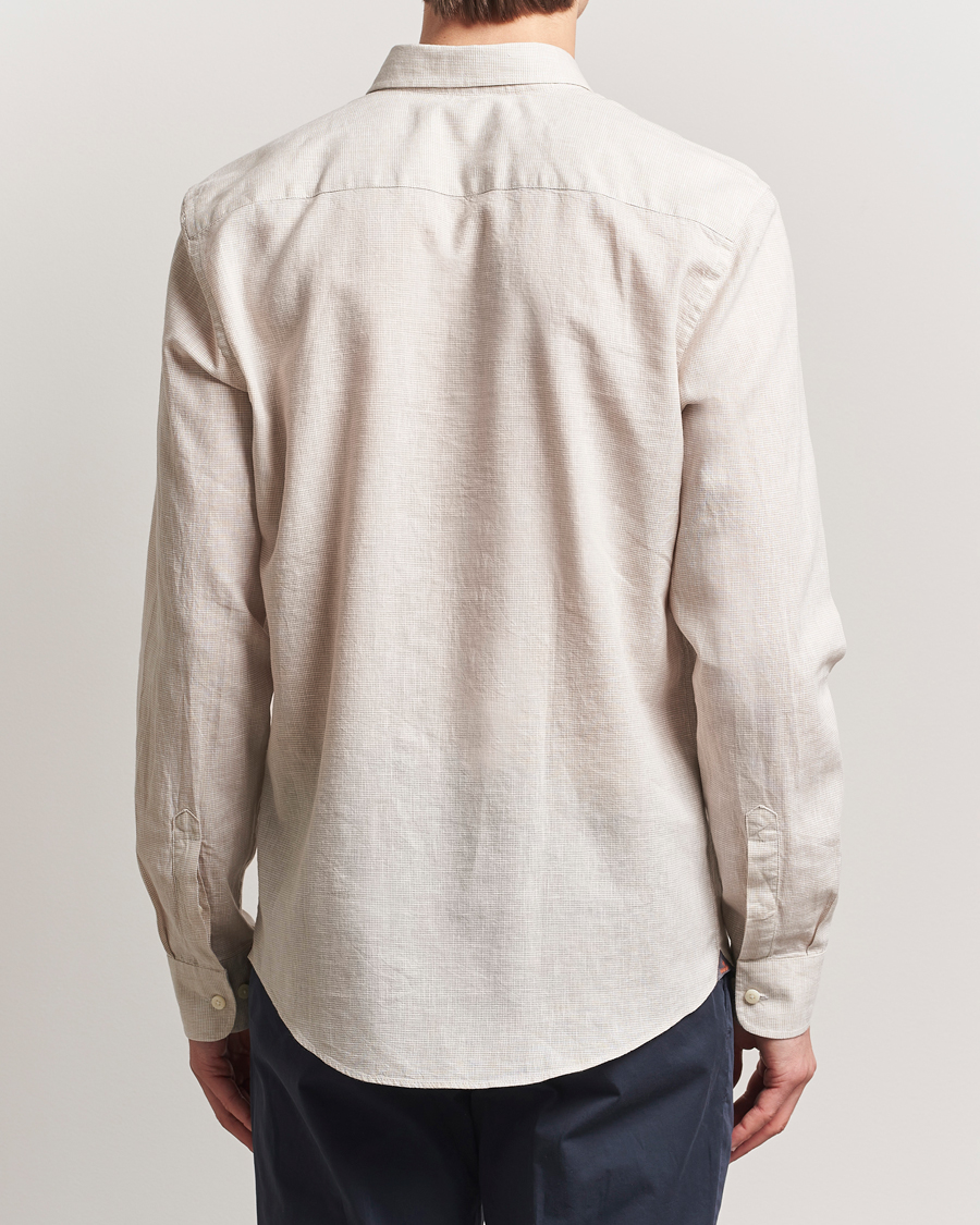 Homme | Chemises | Morris | Linen Checked Shirt Khaki