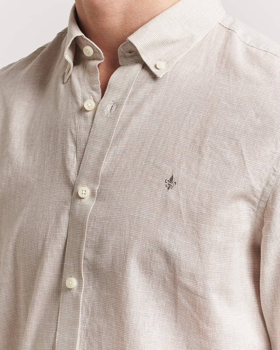Homme | Chemises | Morris | Linen Checked Shirt Khaki