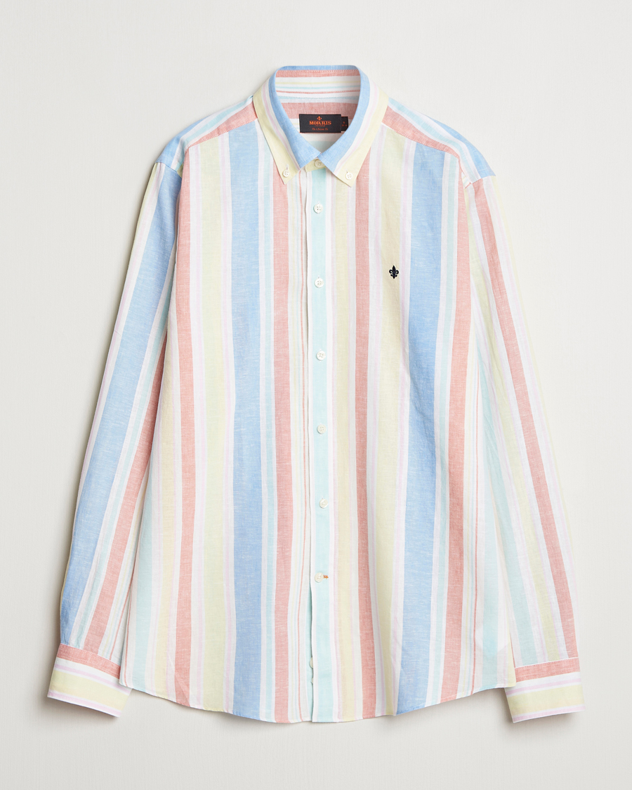 Homme | Chemises | Morris | Happy Linen Striped Shirt Yellow