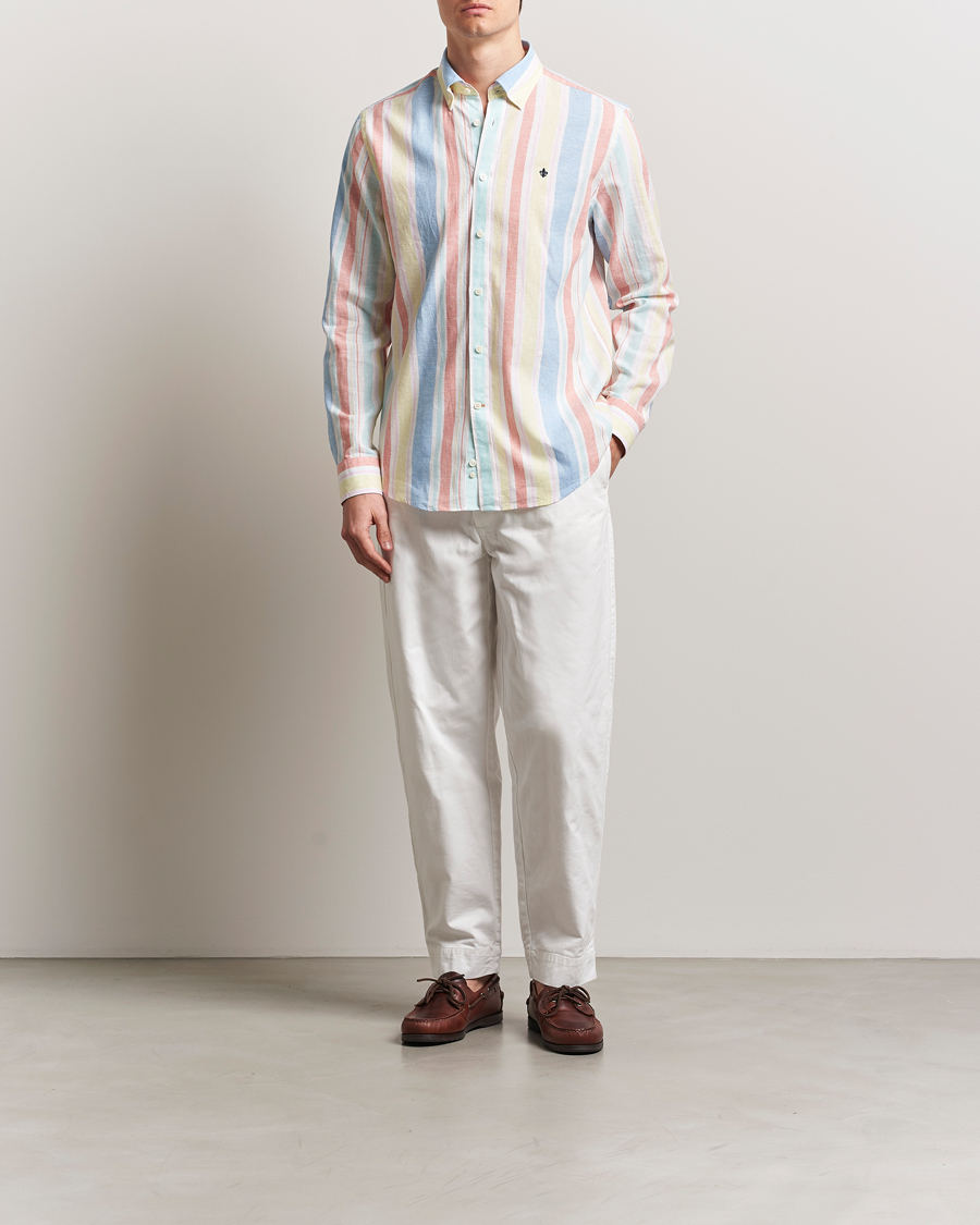Homme | Chemises | Morris | Happy Linen Striped Shirt Yellow