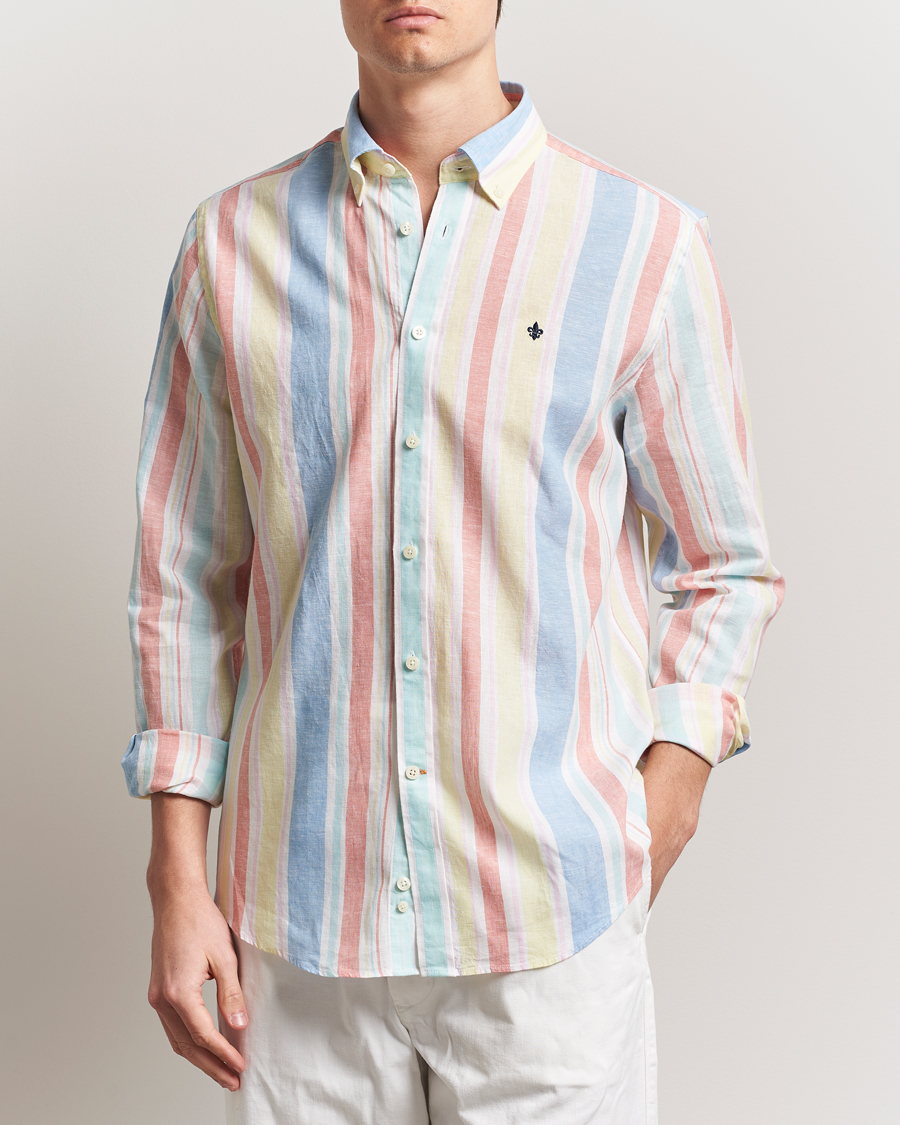 Homme | Chemises | Morris | Happy Linen Striped Shirt Yellow