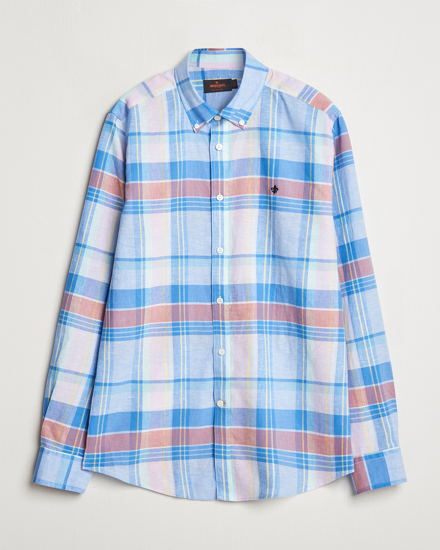 Homme | Chemises | Morris | Happy Linen Checked Shirt Blue