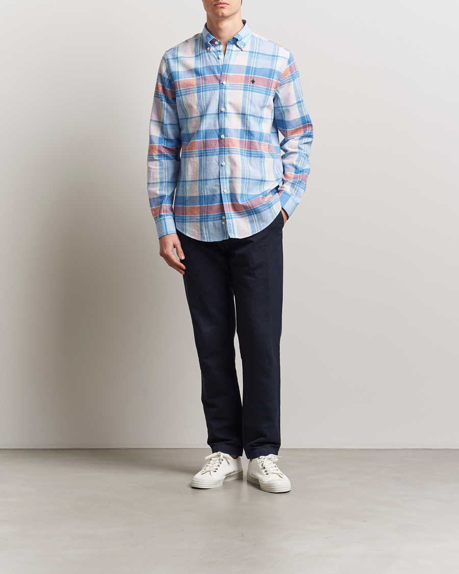Homme | Chemises | Morris | Happy Linen Checked Shirt Blue