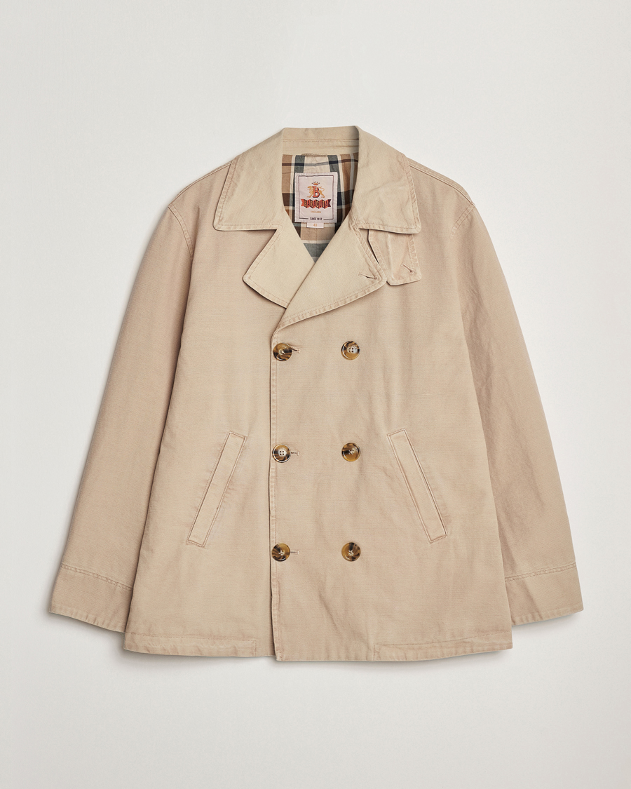 Homme | Manteaux Et Vestes | Baracuta | Garment Dyed Canvas Peacoat British Khaki