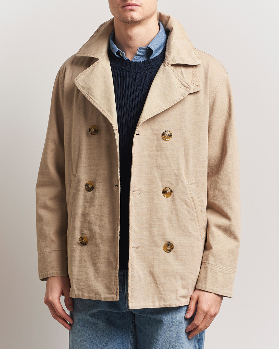 Homme | Manteaux Et Vestes | Baracuta | Garment Dyed Canvas Peacoat British Khaki
