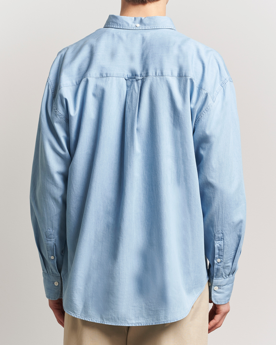 Homme | Chemises | GANT 240 Mulberry Street | Oversized Lux Indigo Shirt Light Blue