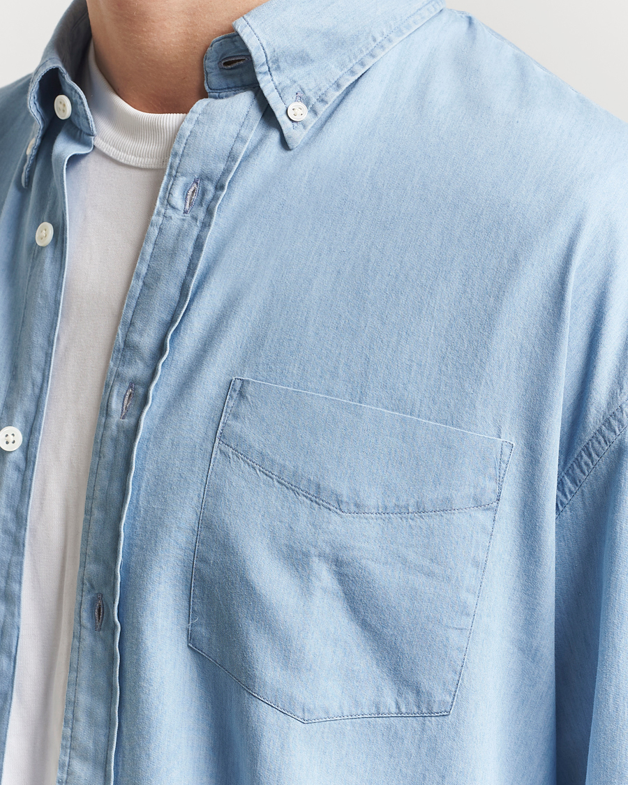 Homme | Chemises | GANT 240 Mulberry Street | Oversized Lux Indigo Shirt Light Blue