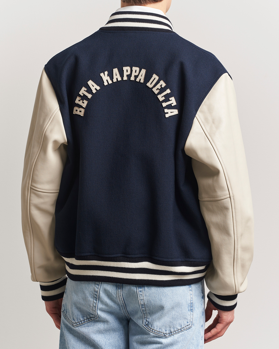 Homme | Manteaux Et Vestes | GANT 240 Mulberry Street | Leather Mix Varsity Jacket Navy