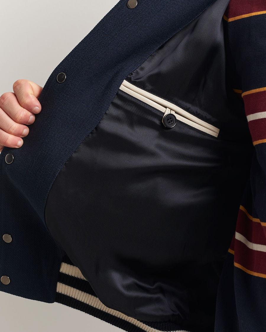 Homme | Manteaux Et Vestes | GANT 240 Mulberry Street | Leather Mix Varsity Jacket Navy