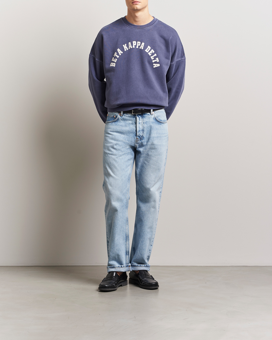 Homme | Pulls Et Tricots | GANT 240 Mulberry Street | Graphic Crew Neck Sweatshirt Dusty Blue Sea