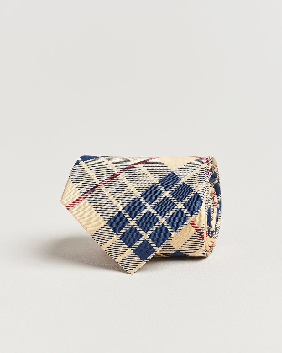 Homme | GANT 240 Mulberry Street Printed Check Silk Tie Dusty Light Yellow | GANT 240 Mulberry Street | Printed Check Silk Tie Dusty Light Yellow