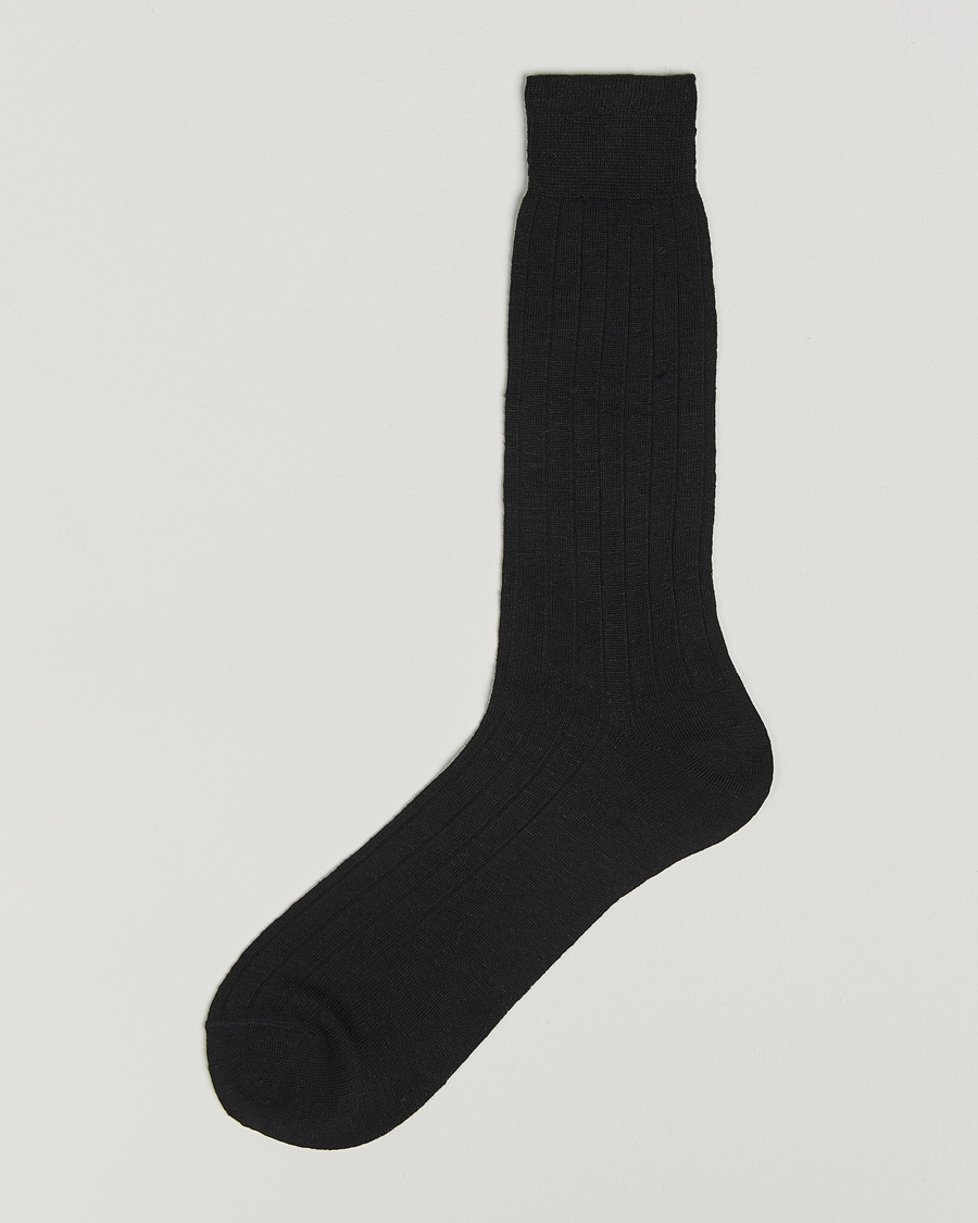 Homme | Sous-Vêtements Et Chaussettes | Bresciani | Linen Ribbed Short Socks Black
