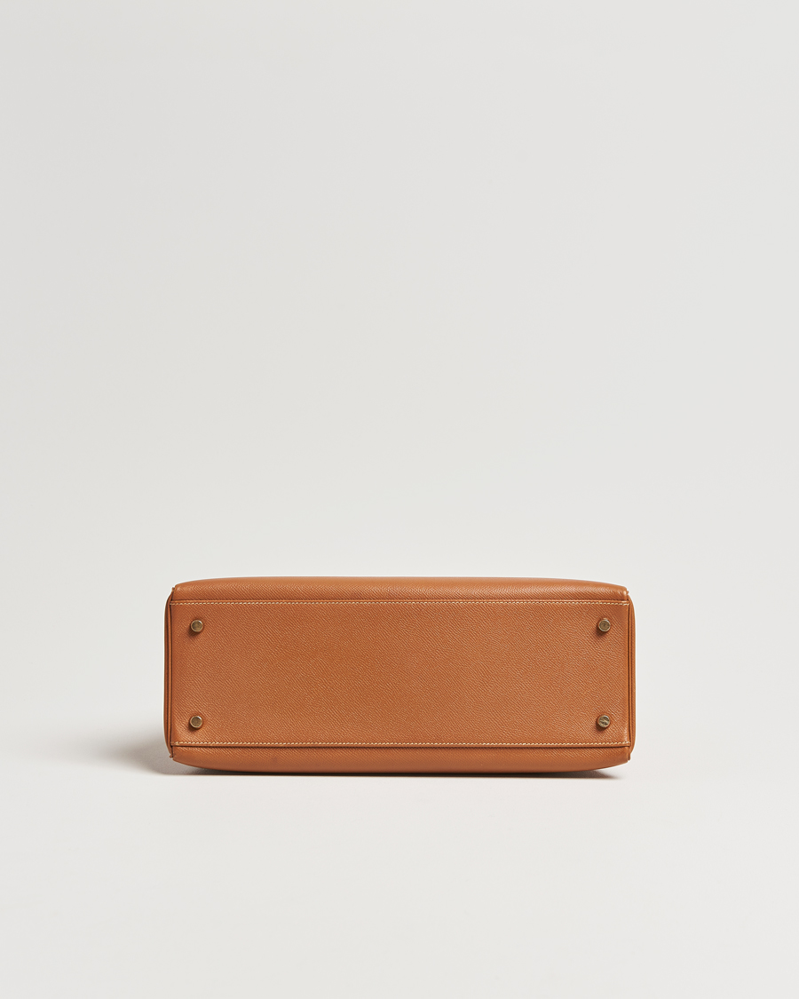 Homme | Hermès Pre-Owned Kelly 35 Courchevel Handbag Gold | Hermès Pre-Owned | Kelly 35 Courchevel Handbag Gold