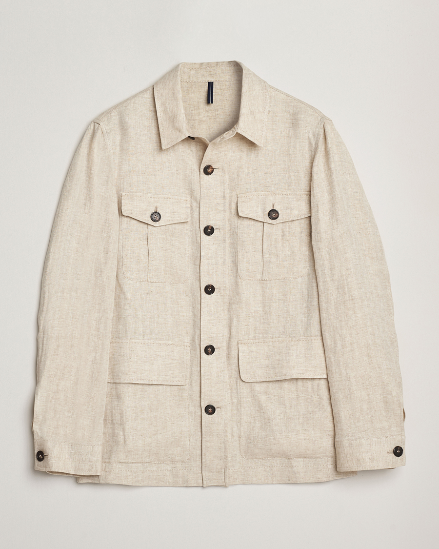 Homme | Manteaux Et Vestes | Incotex | Herringbone Linen Sahariana Beige