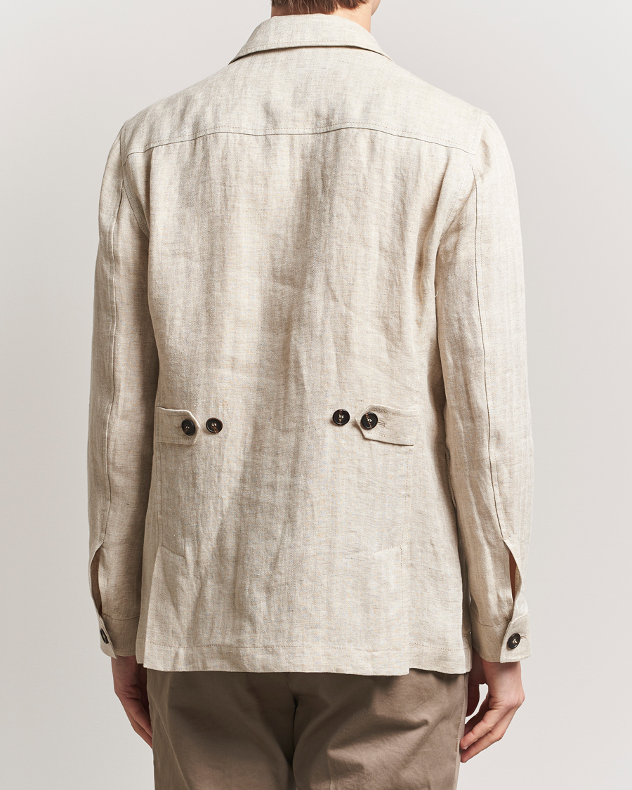 Homme | Manteaux Et Vestes | Incotex | Herringbone Linen Sahariana Beige