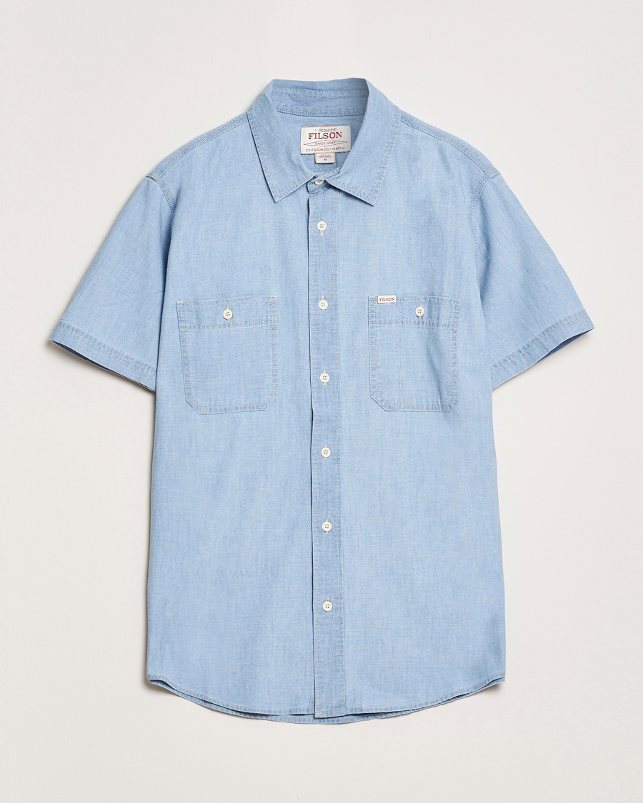 Homme | Chemises | Filson | Short Sleeve Chambray Shirt Light Indigo