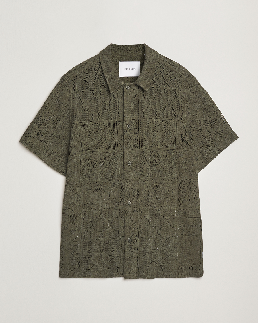 Homme | Chemises | LES DEUX | Hector Lace Short Sleeve Shirt Green