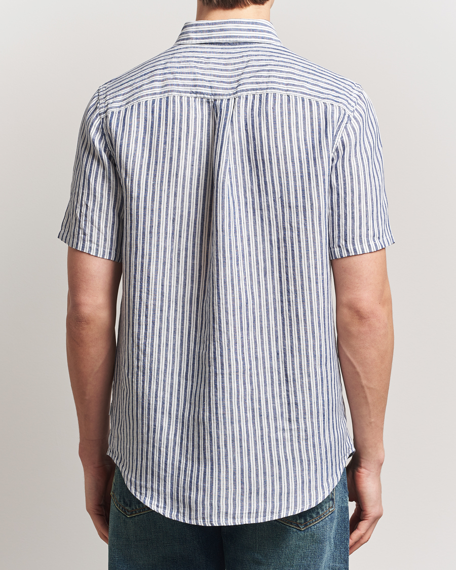 Homme | Chemises | LES DEUX | Kris Linen Short Sleeve Shirt Ivory/Blueprint