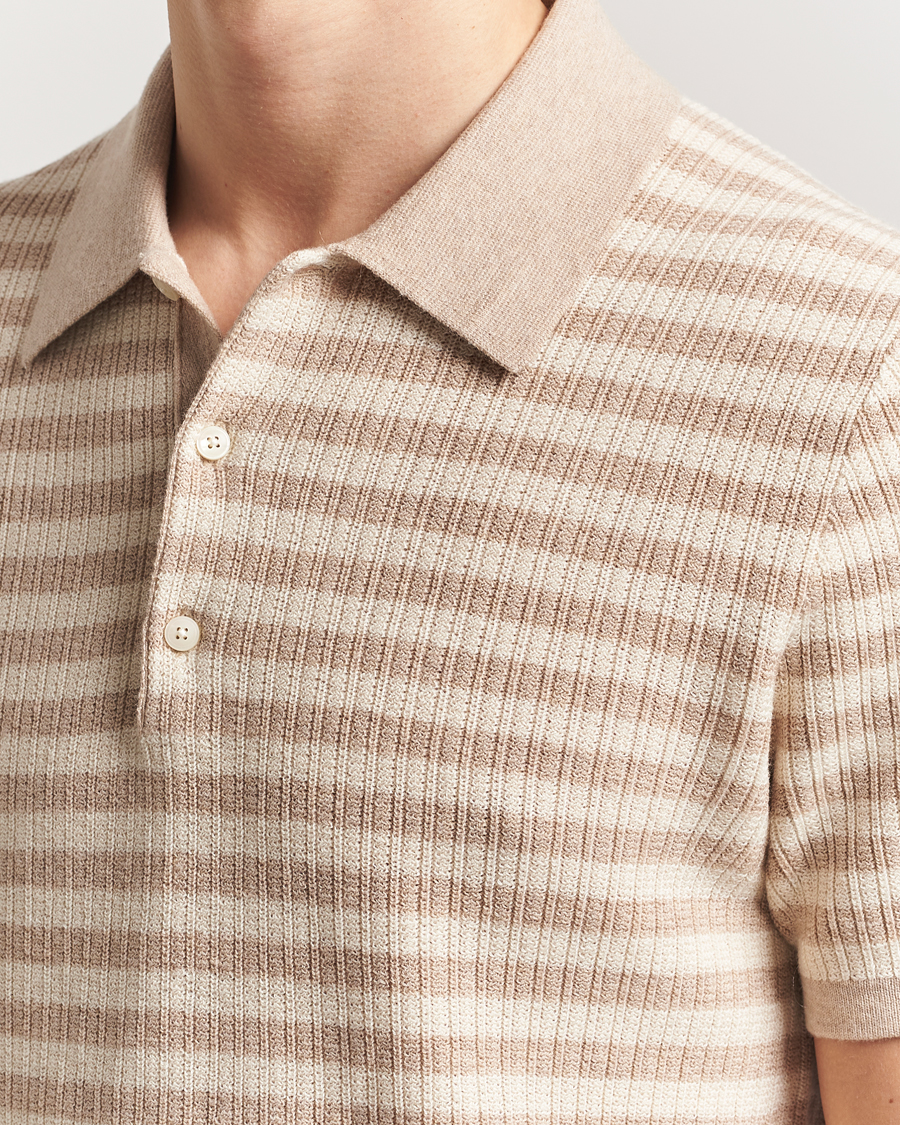 Homme | Polos | Tiger of Sweden | Erros Knitted Striped Polo Practical Beige