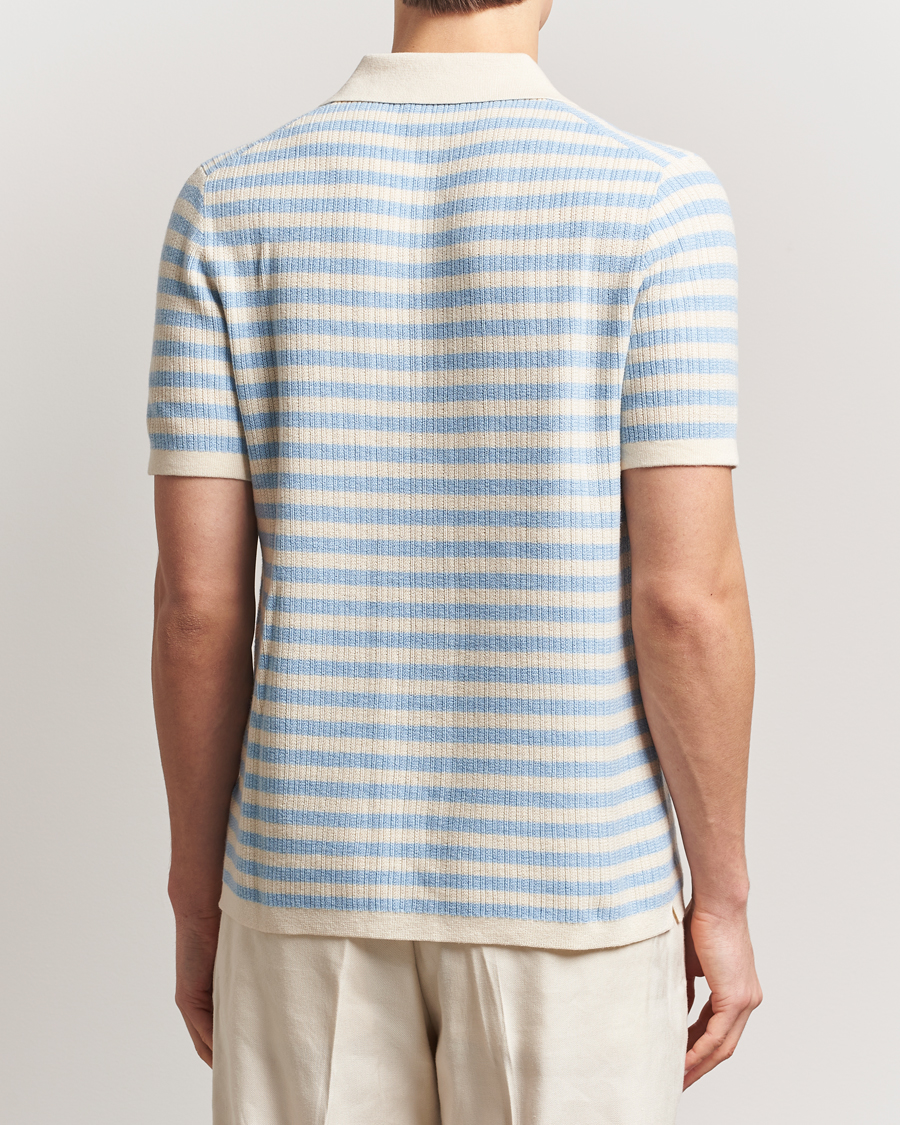 Homme | Polos | Tiger of Sweden | Erros Knitted Striped Polo Light Blue