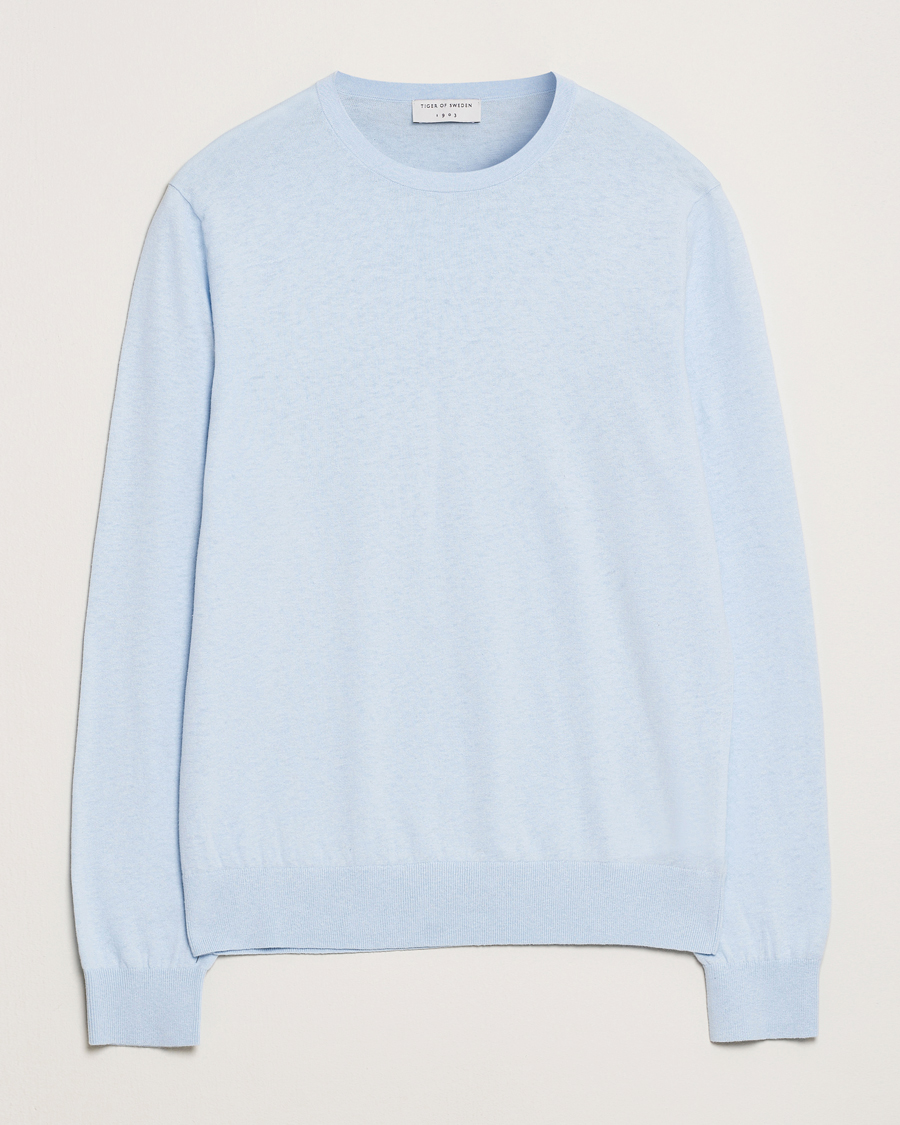 Homme | Pulls Et Tricots | Tiger of Sweden | Connor Linen/Cotton Sweater Light Blue