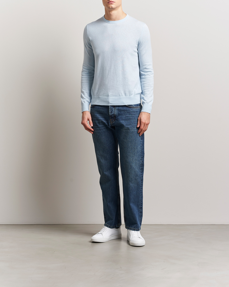 Homme | Pulls Et Tricots | Tiger of Sweden | Connor Linen/Cotton Sweater Light Blue