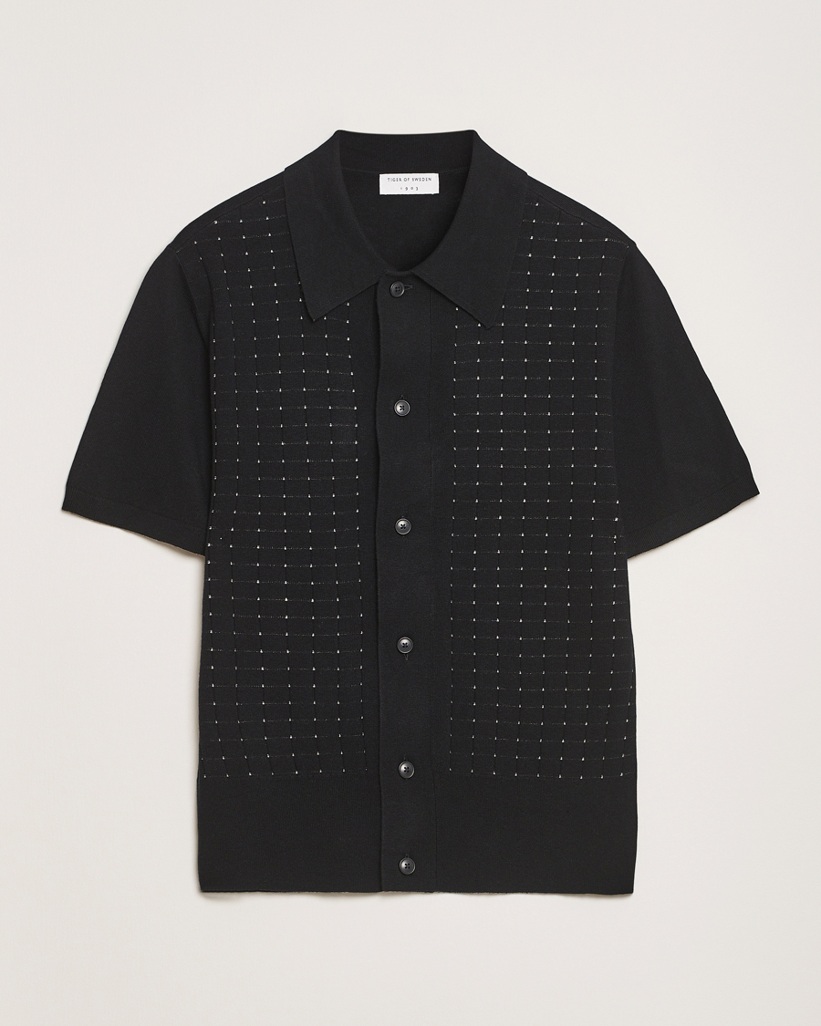 Homme | Chemises | Tiger of Sweden | Araawen Knitted Short Sleeve Shirt Black