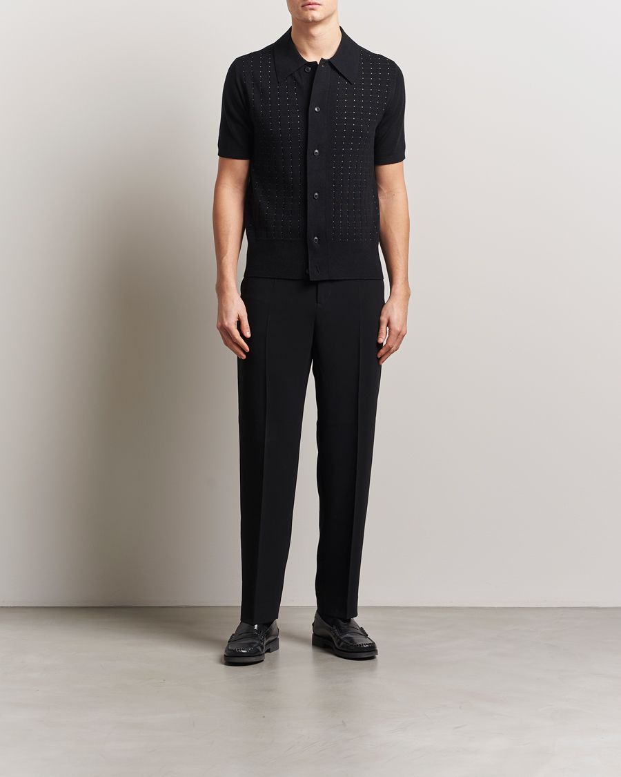 Homme | Chemises | Tiger of Sweden | Araawen Knitted Short Sleeve Shirt Black