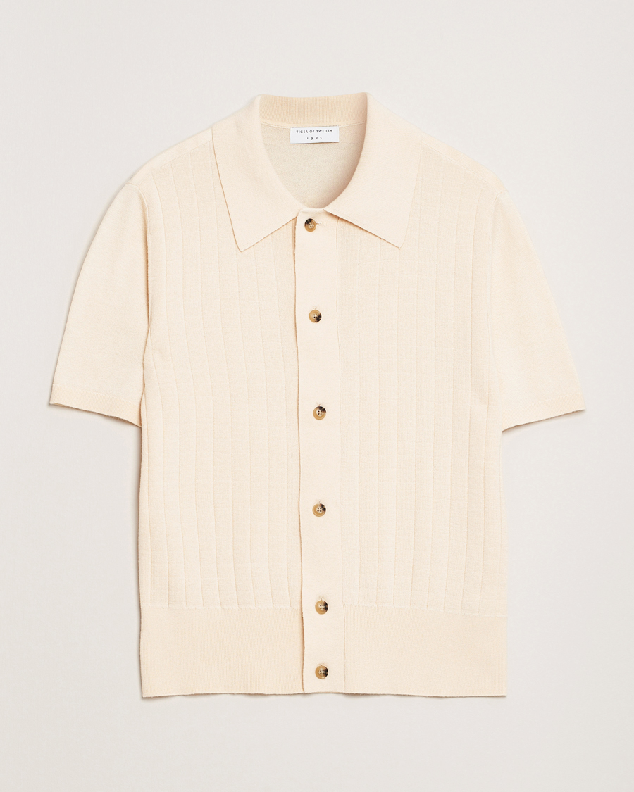 Homme | Chemises | Tiger of Sweden | Araawen Knitted Short Sleeve Shirt Off White