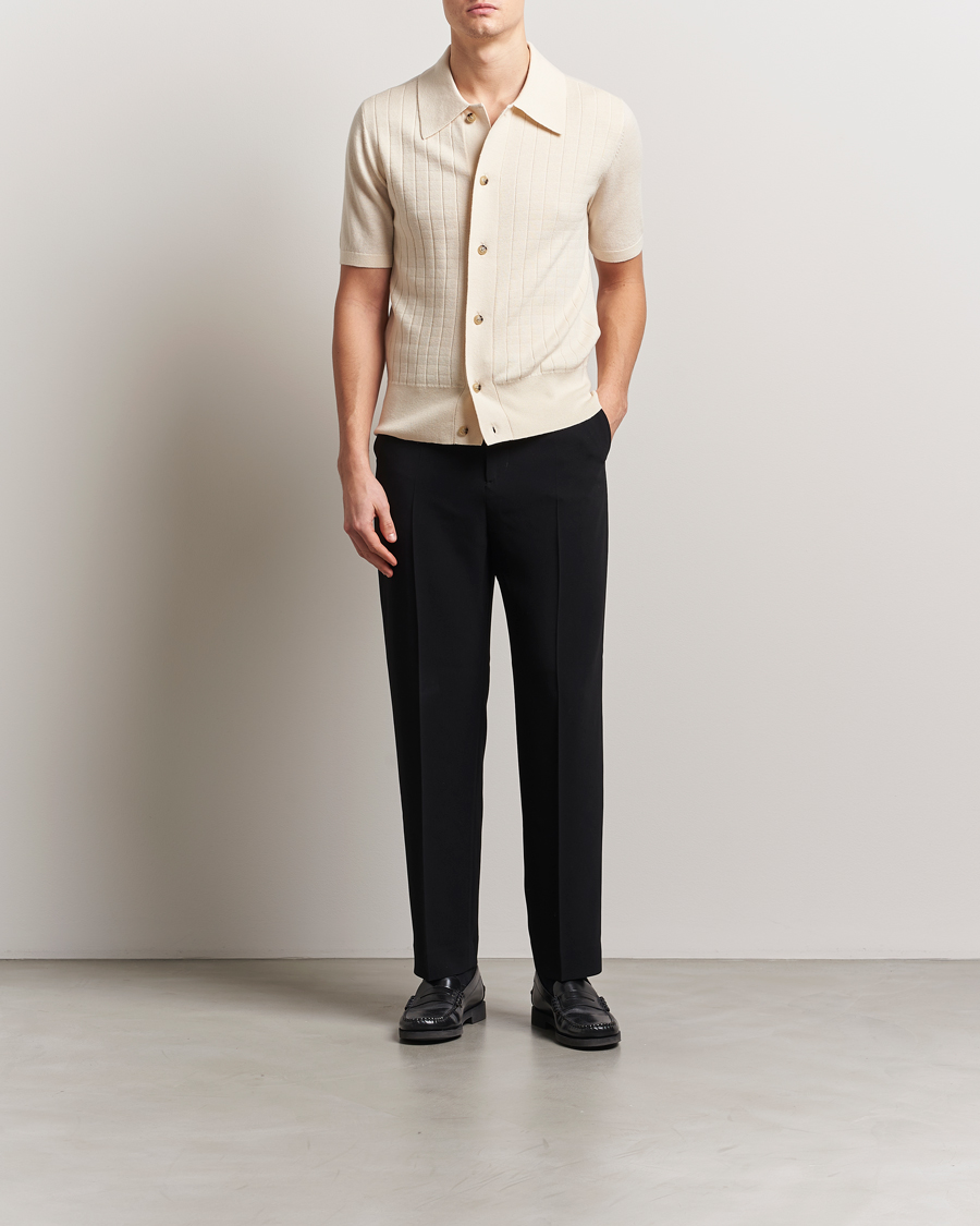 Homme | Chemises | Tiger of Sweden | Araawen Knitted Short Sleeve Shirt Off White