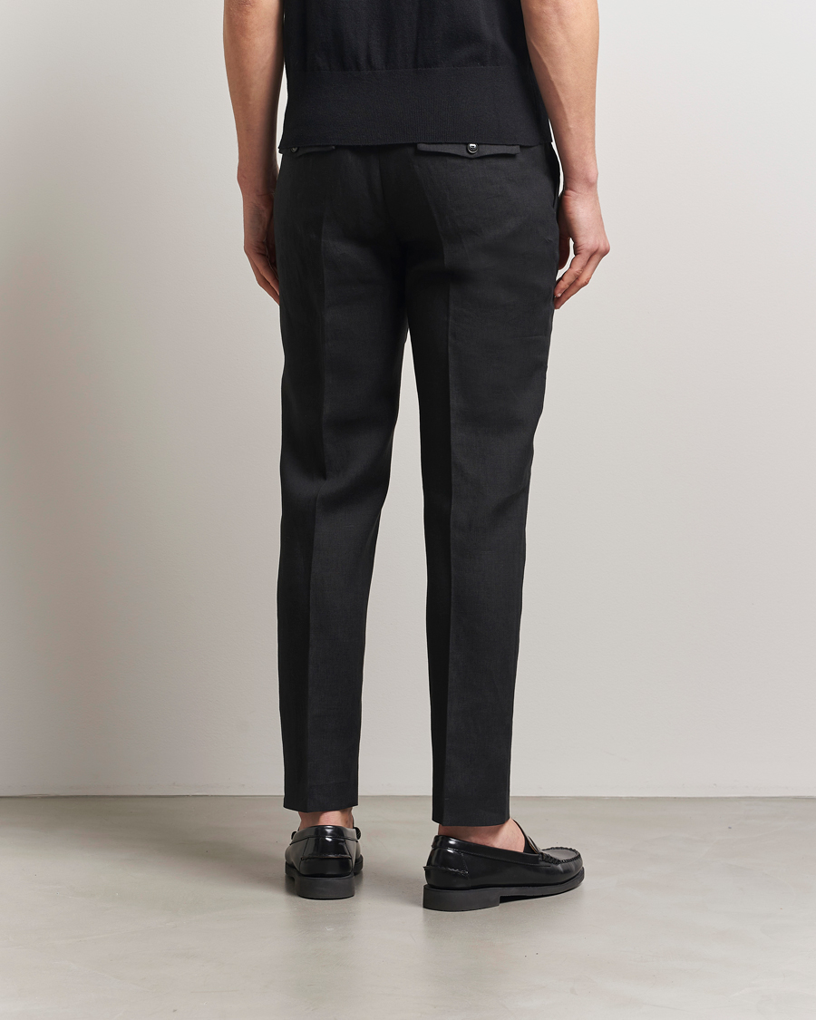 Homme | Pantalons | Tiger of Sweden | Tannen Linen Drawstring Trousers Black
