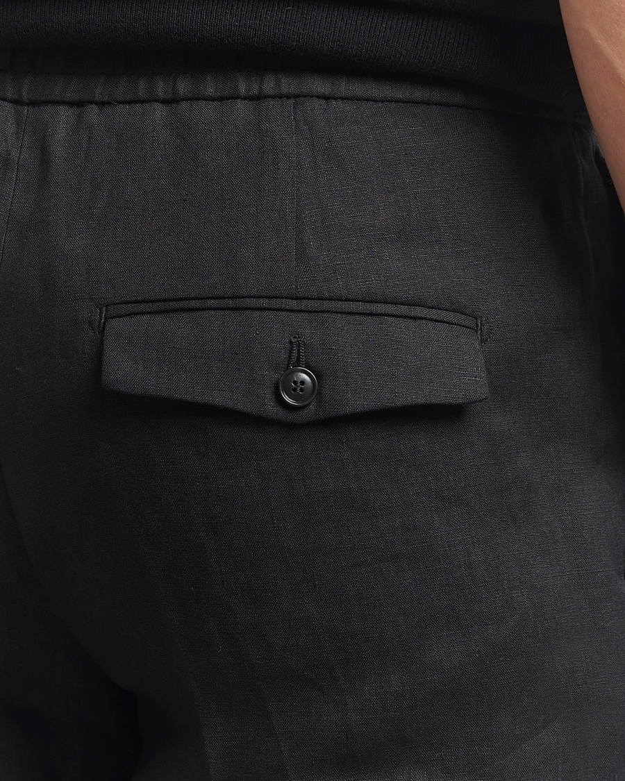 Homme | Pantalons | Tiger of Sweden | Tannen Linen Drawstring Trousers Black