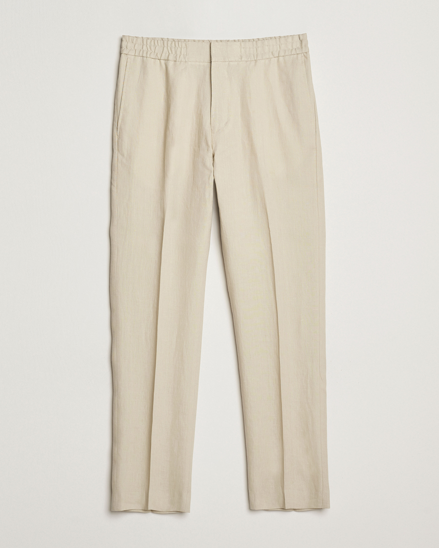 Homme | Pantalons | Tiger of Sweden | Tannen Linen Drawstring Trousers Cream Sand