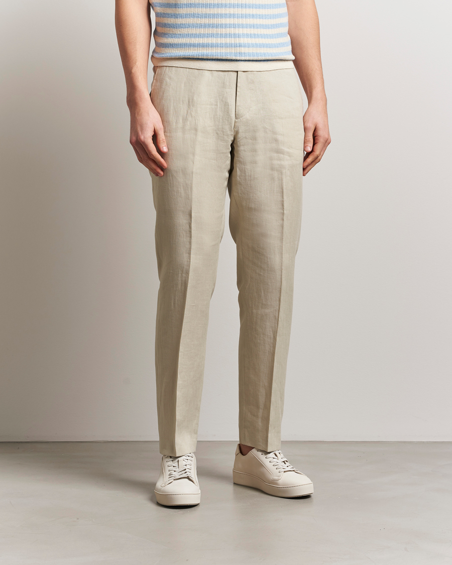 Homme | Pantalons | Tiger of Sweden | Tannen Linen Drawstring Trousers Cream Sand