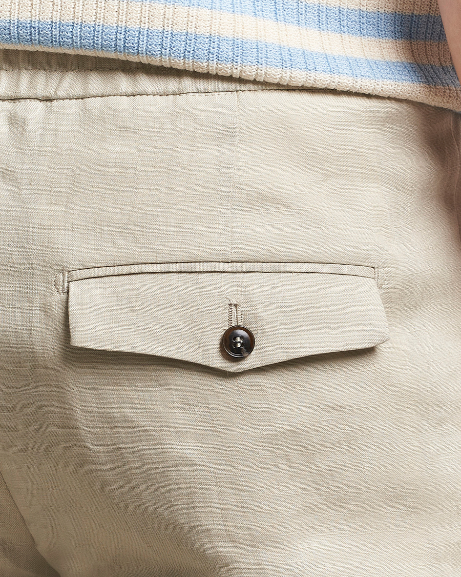 Homme | Pantalons | Tiger of Sweden | Tannen Linen Drawstring Trousers Cream Sand