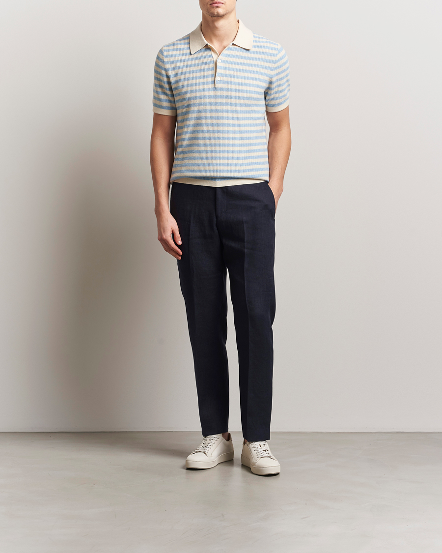 Homme | Pantalons | Tiger of Sweden | Tannen Linen Drawstring Trousers Midnight Blue