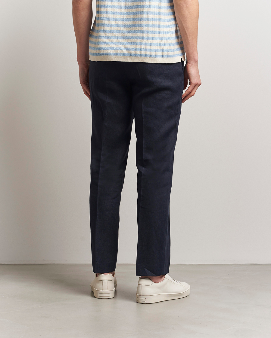 Homme | Pantalons | Tiger of Sweden | Tannen Linen Drawstring Trousers Midnight Blue