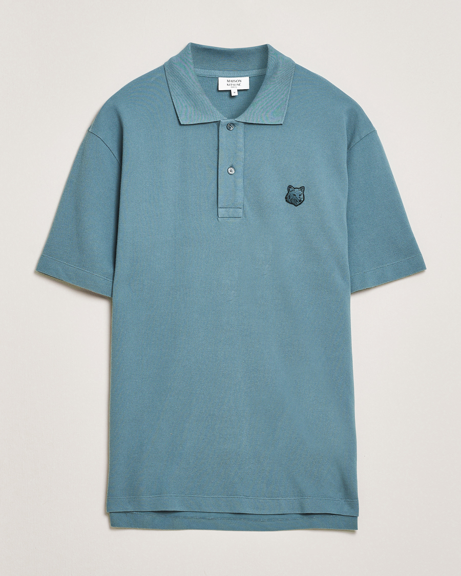 Homme | Polos | Maison Kitsuné | Tonal Fox Head Polo Seine Blue