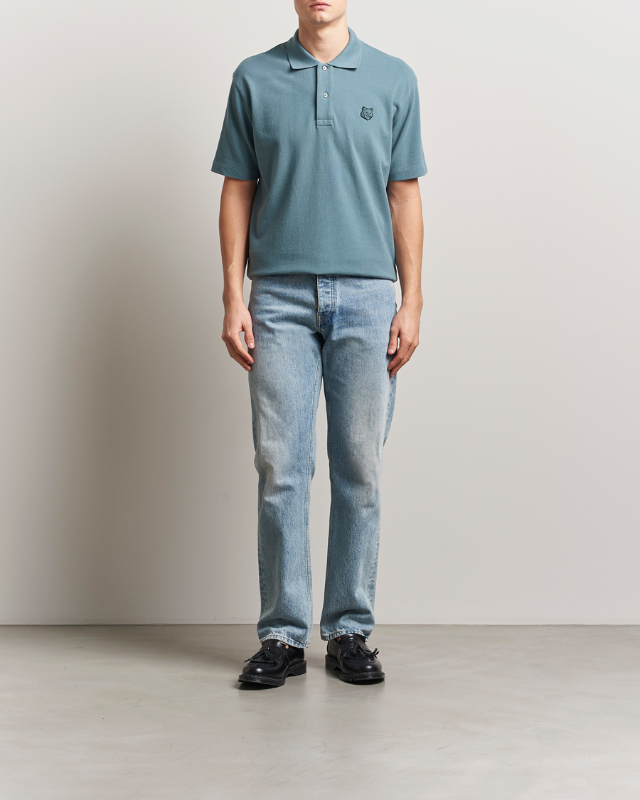 Homme | Polos | Maison Kitsuné | Tonal Fox Head Polo Seine Blue