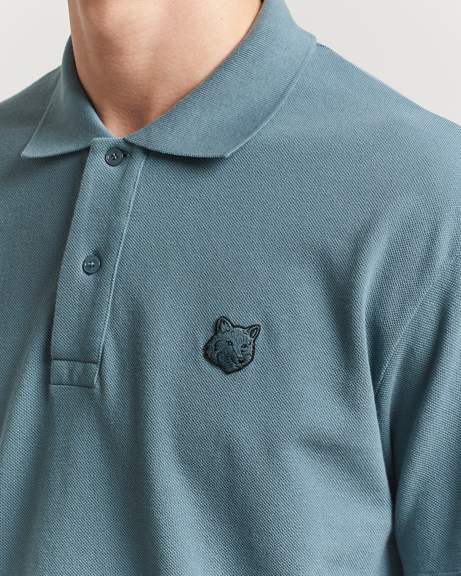 Homme | Polos | Maison Kitsuné | Tonal Fox Head Polo Seine Blue