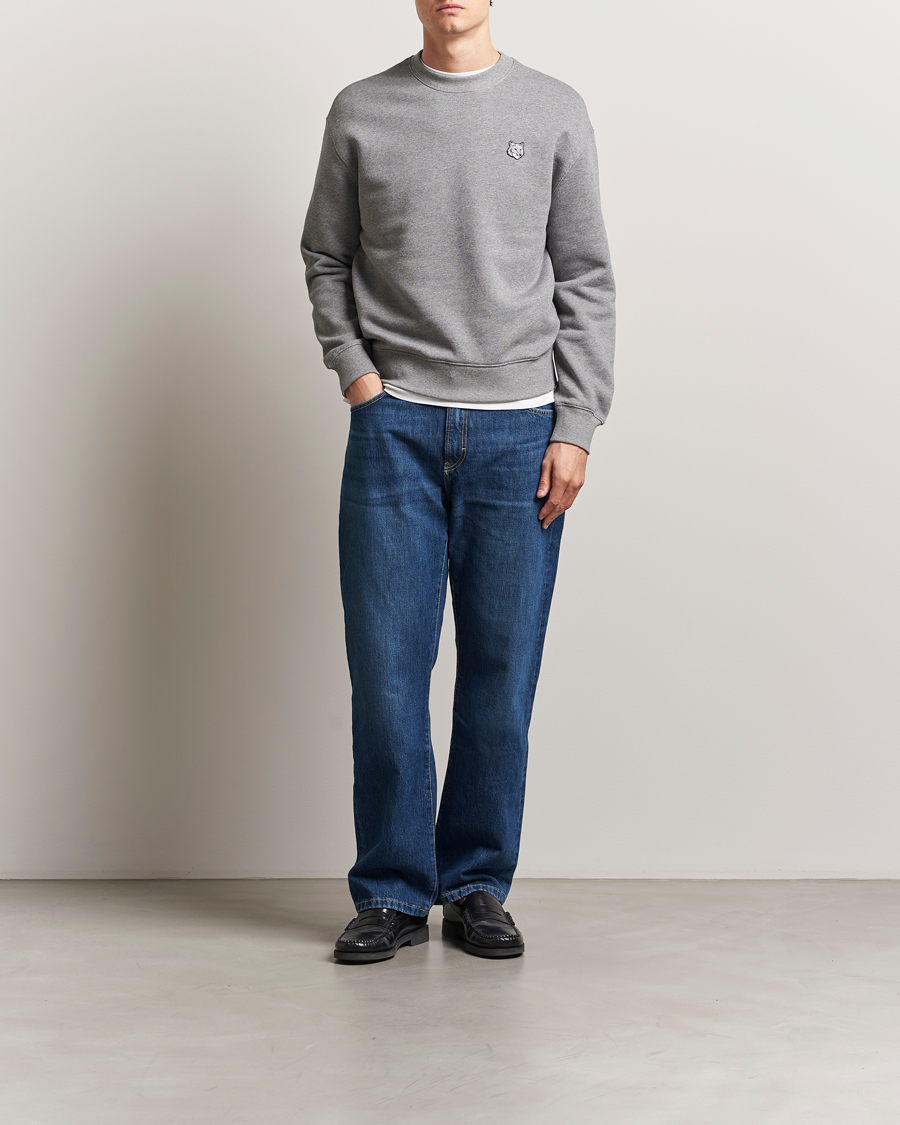 Homme | Pulls Et Tricots | Maison Kitsuné | Tonal Fox Head Sweatshirt Medium Grey Melange