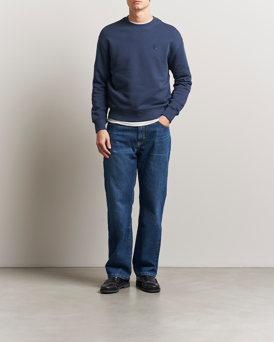 Homme | Pulls Et Tricots | Maison Kitsuné | Tonal Fox Head Sweatshirt Ink Blue