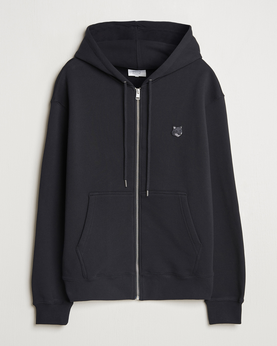 Homme | Pulls Et Tricots | Maison Kitsuné | Tonal Fox Head Full Zip Hoodie Black