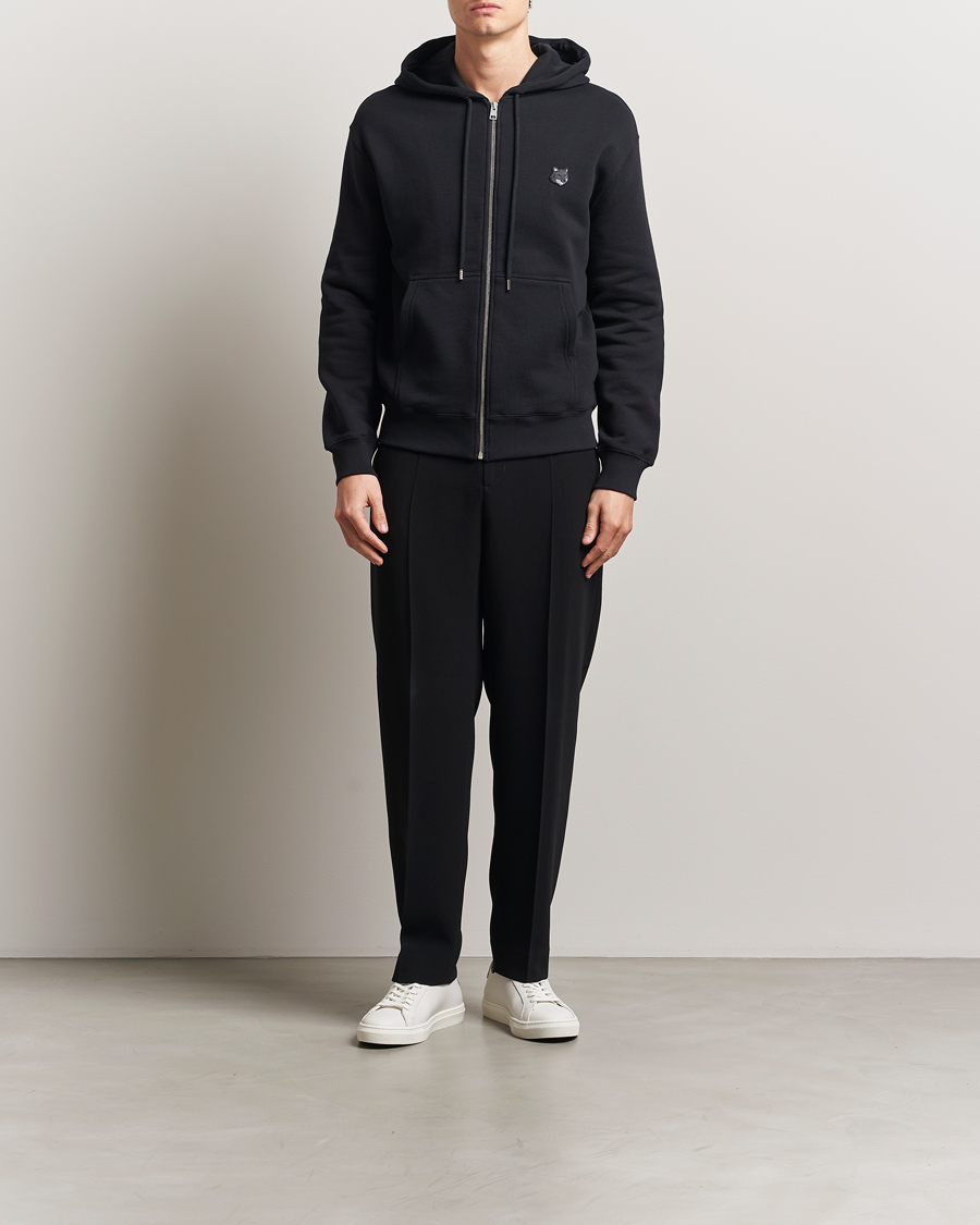 Homme | Pulls Et Tricots | Maison Kitsuné | Tonal Fox Head Full Zip Hoodie Black
