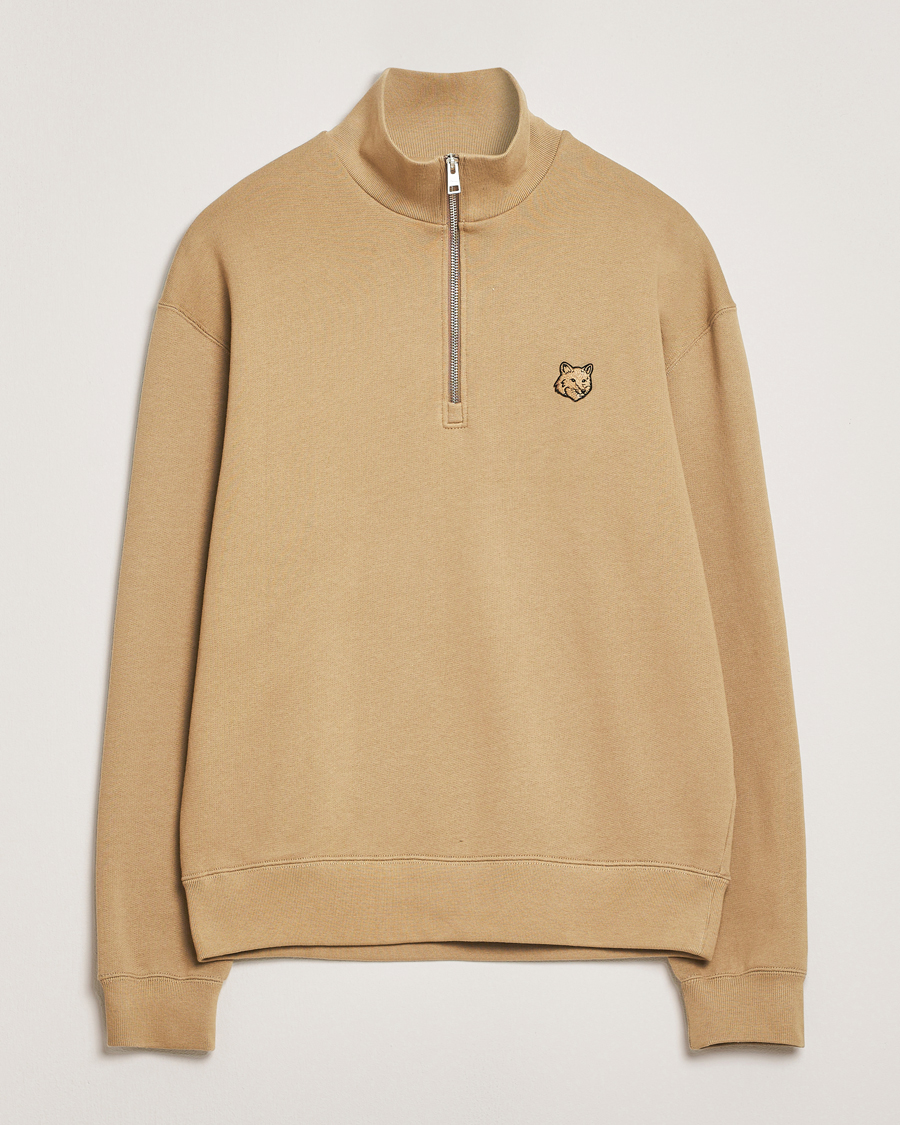 Homme | Pulls Et Tricots | Maison Kitsuné | Tonal Fox Head Half Zip Sweatshirt Cardamon