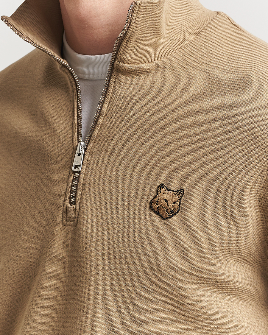 Homme | Pulls Et Tricots | Maison Kitsuné | Tonal Fox Head Half Zip Sweatshirt Cardamon