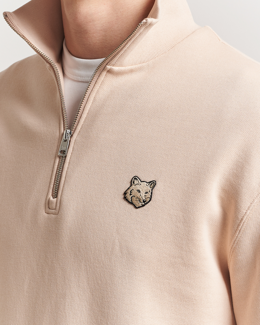 Homme | Pulls Et Tricots | Maison Kitsuné | Tonal Fox Head Half Zip Sweatshirt Smoke Beige