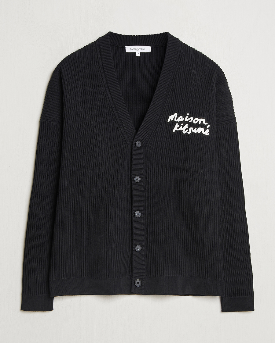 Homme | Pulls Et Tricots | Maison Kitsuné | Handwriting Rib Knitted Cardigan Black